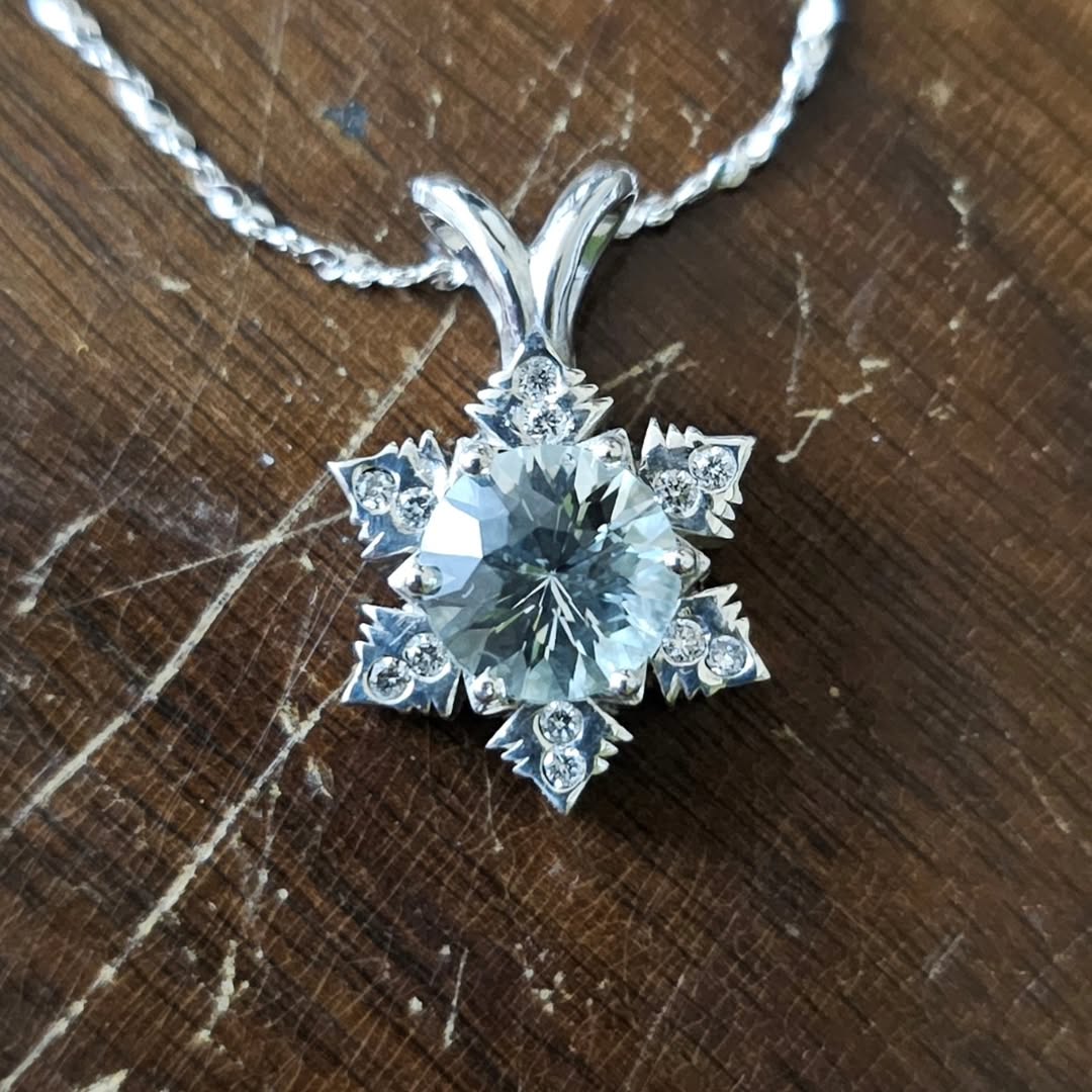 Aquamarine Snowflake Pendant